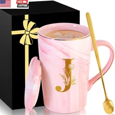 Personalized Ceramic Coffee Mug with Lid Tea Cup Women Her Sister Mom Girlfriend