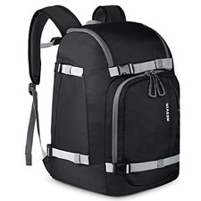 Ski Boot Bag, 50L Durable Travel Backpack, 1680D Nylon Waterproof Black