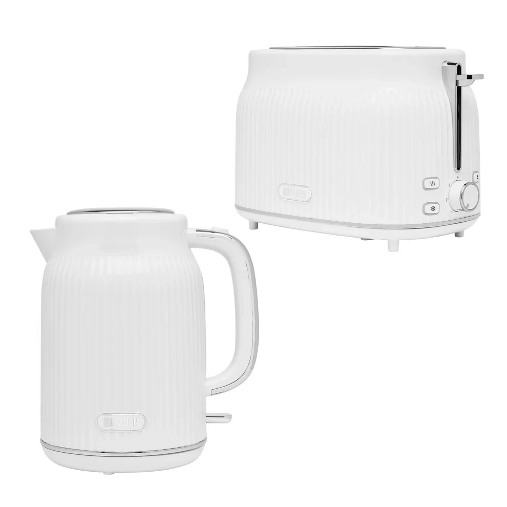 Haden York White BPA Free 360° Cordless Kettle Slice Wide Slot  Toaster