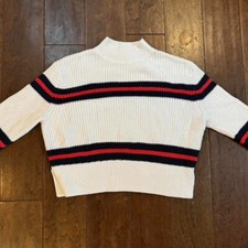Striped Mock Neck Sweater Small