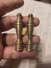 Pair Solid Turned Brass 2 3/8" Tall Bishop Lamp Finials - 1/8" Pipe Thread
