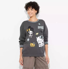 Women's Hello Kitty Sweatshirt Shirt Sanrio Halloween Sz M My Melody Black NWT