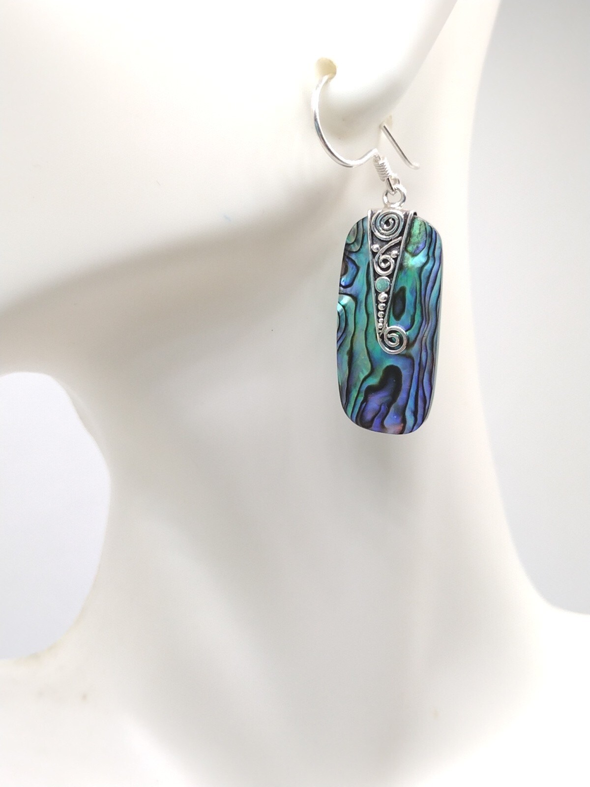 Sterling Silver 925 Abalone Rectangular Rounded C… - image 3