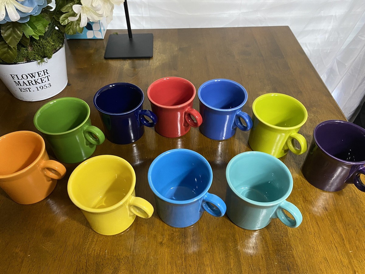 Set of 10 Fiestaware Coffee Mugs Cups HLC Fiesta Ring Handle Set of 10 Fiestaware Coffee Mugs Cups HLC Fiesta Ring Handle