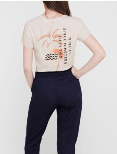 O’Neill Dora LARGE T-Shirt Women’s White Melee/Orange 1952 Logo Top - Picture 12 of 12