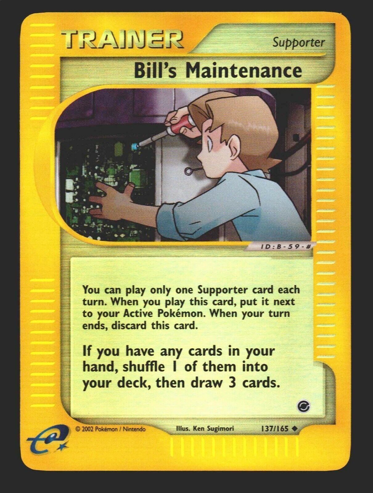 Pokemon Bill's Maintenance 137/165 Uncommon Reverse Holo PL Expedition Card NM