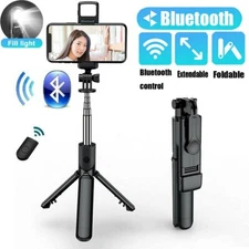 Selfie Stick Tripod Bluetooth Remote Stand LED Light For iPhone 14 13 Pro Max 12