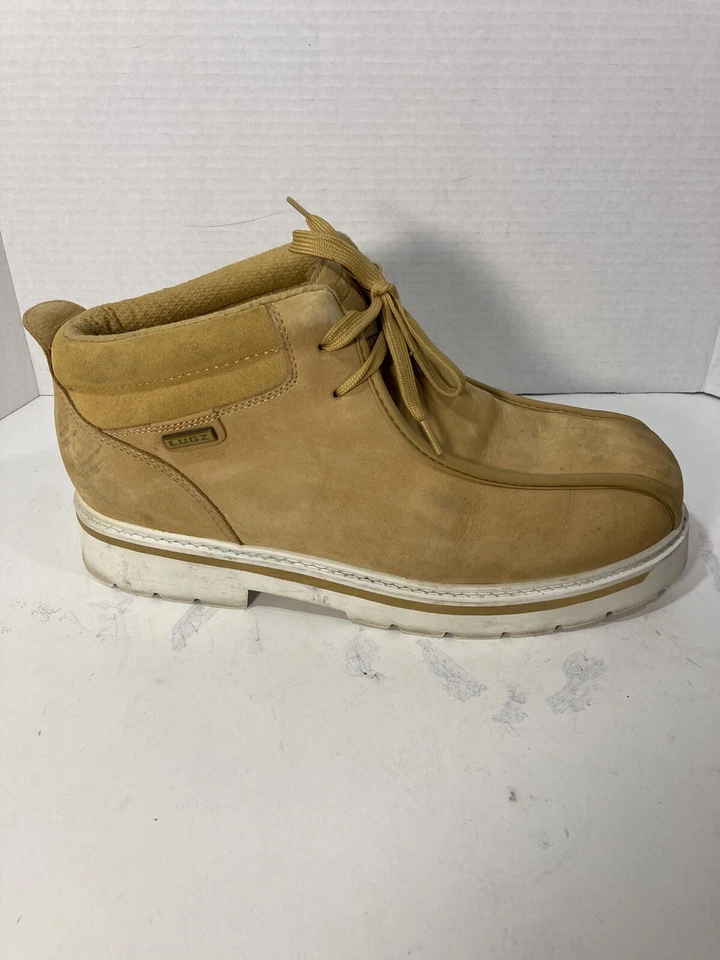 Botas de trabajo Lugz para hombre talla 12 Pathway de cuero antideslizantes y resistentes al agua al tobillo-bronceado/blanco Foto 3 de 4