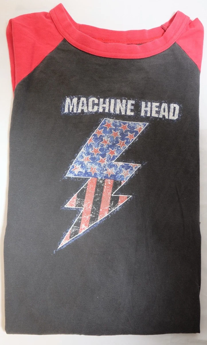 MACHINE HEAD 2001 T-Shirt Sz XL Supercharger Tour Raglan Long Sleeve Flag Bolt