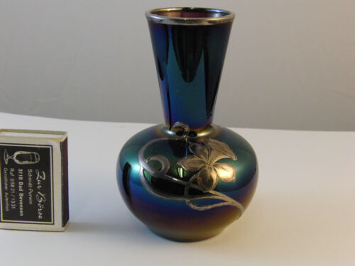 Vase irisierend mit Silveroverlay  Art Deco orig Zustand wohl Loetz u 1920 - Bild 1 von 6