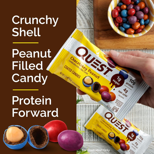 Coated Candies, Chocolatey Peanut, 1G Sugar, 10G Protein, 4G Net Carbs, Gluten F - Picture 3 of 12