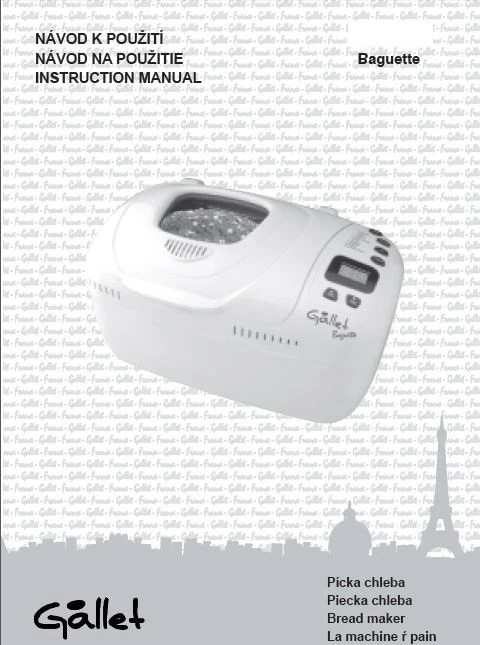 Gallet Bread Machine Manual MAP201, MAP205