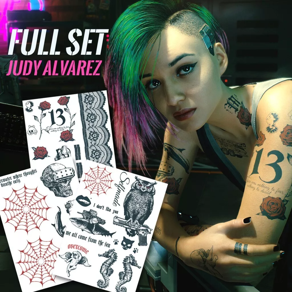 Cyberpunk 2077 Judy Tattoo Stickers Cosplay Accessory Prop