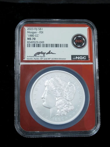 2023 $1 Fiji Morgan Silver Dollar - 1880-CC - NGC MS70