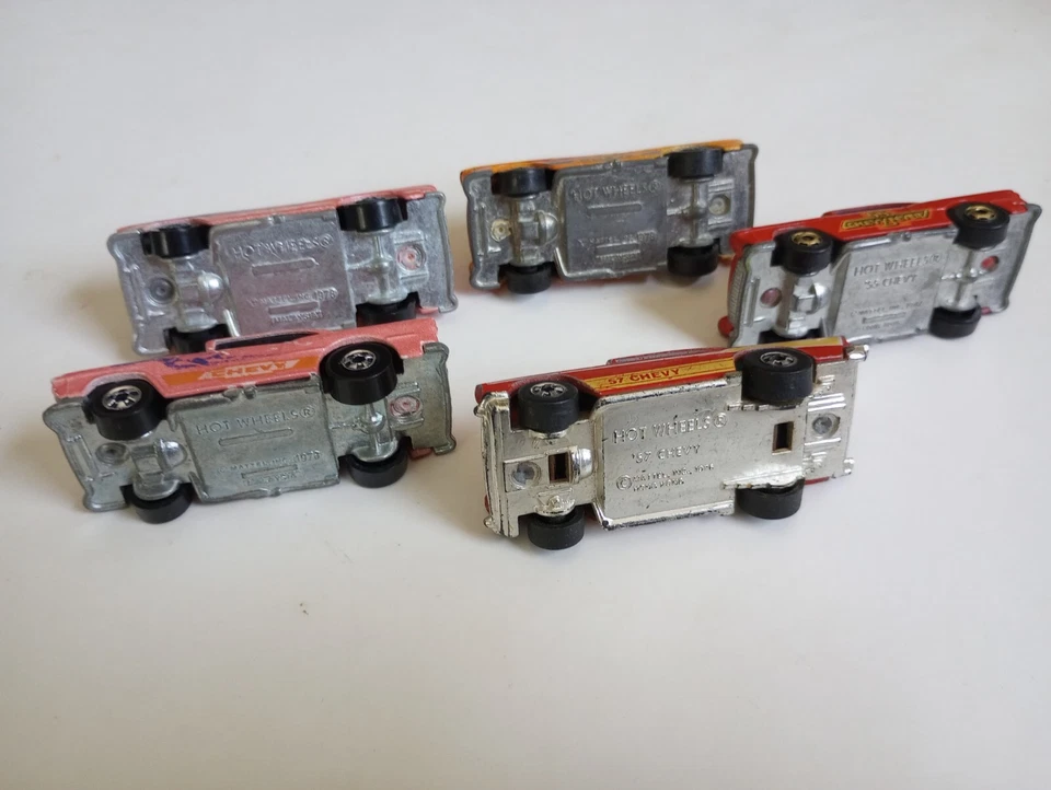 5 Chevy Hot Wheels 57 55 de colección rojo rosa naranja colores voladores Blackwall 1976-82 Foto 4 de 4