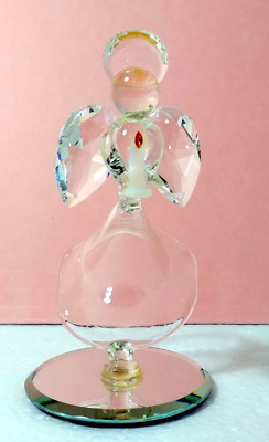 GLASS BARON Crystal Angel w/ Candle on Mirror  # HC4 863C ~  Made in USA ~ NIB