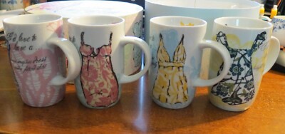 Set of 4 Rossana I'd Love To Have A Mugs NEW in box!!