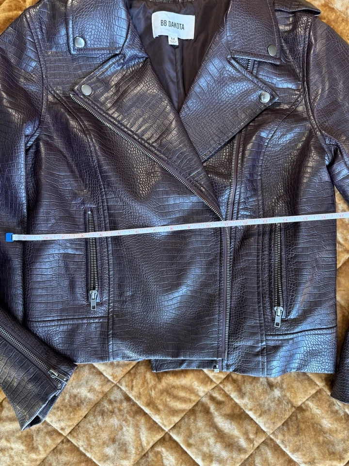 Chaqueta de motociclista de cuero sintético BB Dakota púrpura oscuro talla M Foto 4 de 4