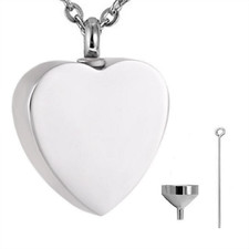 Plain Heart Urn Necklace for Ash cremation Gift keepsakes Fill kit