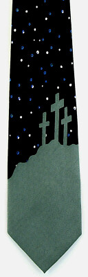 Stars Over Calvary Mens Neck Tie Religious Christian Cross Easter Black Neck Tie