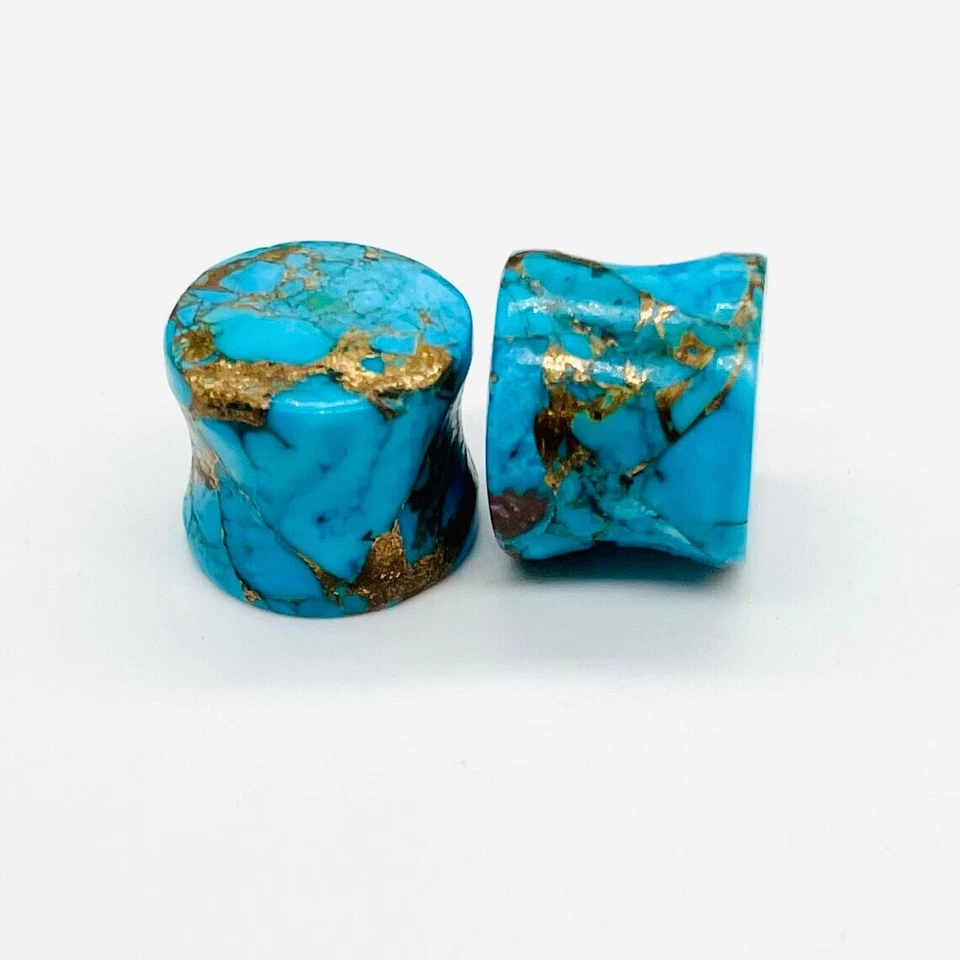 Naga Body Piercing Jewelry Natural American Blue Copper Turquoise Stone Ear Plug - Image 3 of 4