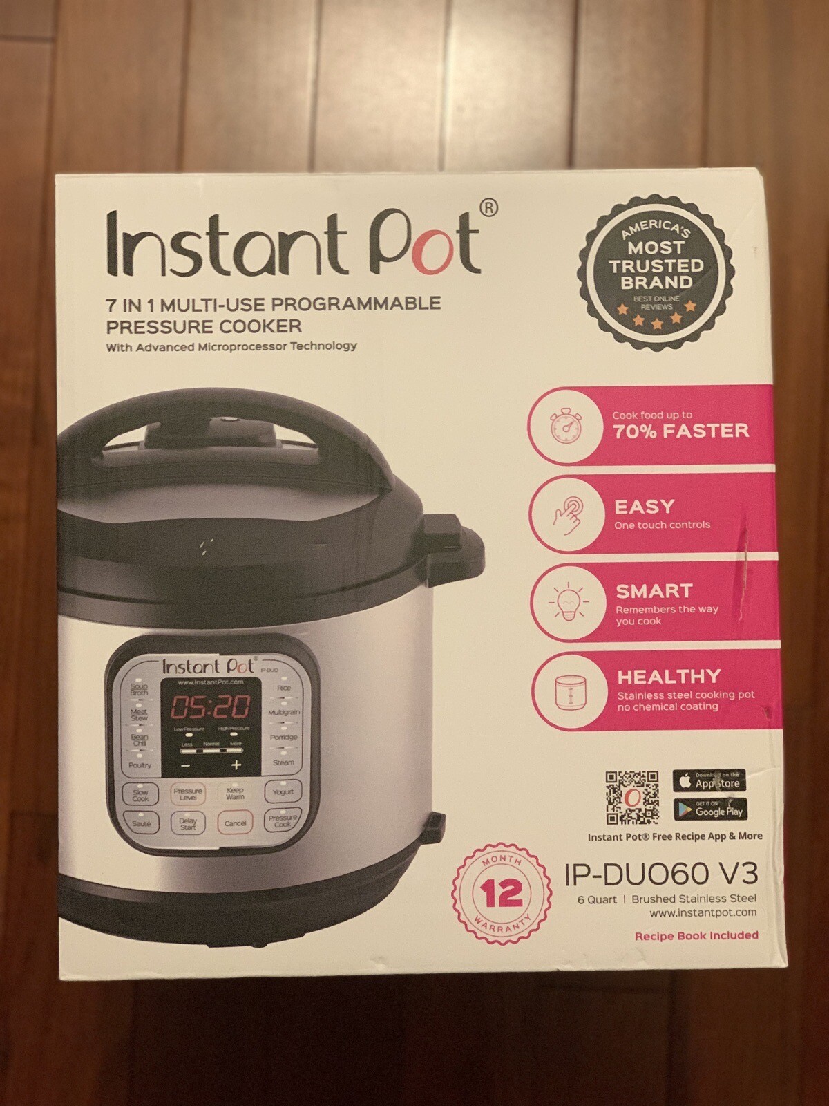 Instant Pot Duo IP-DUO60 V3 6 Quart 7-in-1 Pressure Cooker BRAND NEW-image