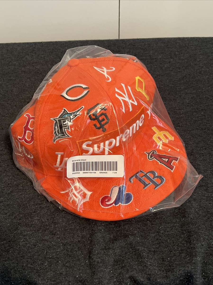 帽子 2020SS)Supreme/MLB New Era 7-5/8 SUPREME 2020 SS MLB NEW ERA FITTED CAP BOX LOGO ORANGE New 7