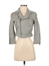 Joie Women Gray Leather Jacket S