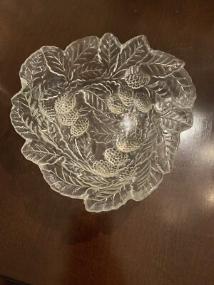 Vintage ~ Clear Pressed Glass Raspberry Blackberry Dish Bowl