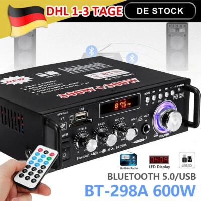 MARKENLOS 600W Verstärker Stereo Amplifier HIFI Digital Bluetooth FM USB Vollverstärker