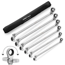 Extra Long Flex Head Ratcheting Wrench Set 6pcs Double Box End Long Reach Ratche