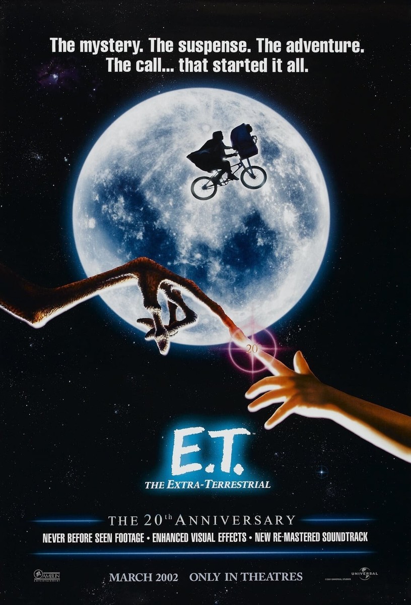 1982 E.T. The Extra-Terrestrial Movie Poster Print Elliott Gertie