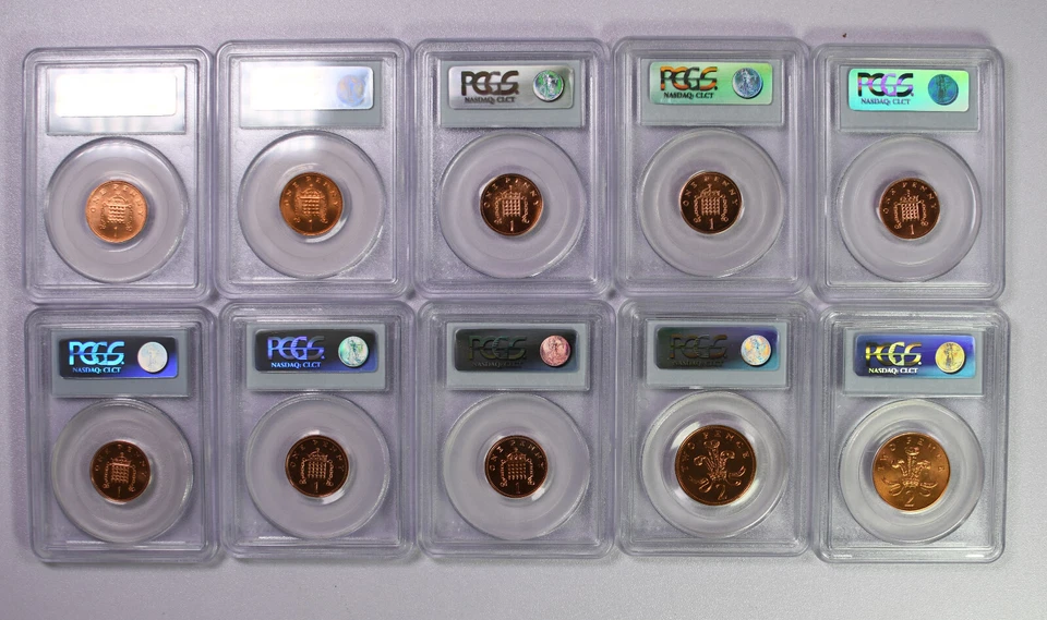 Lot of TWENTY PCGS graded Penny to 5 Pence Great Britain coins -Registry Set - Image 2 of 4