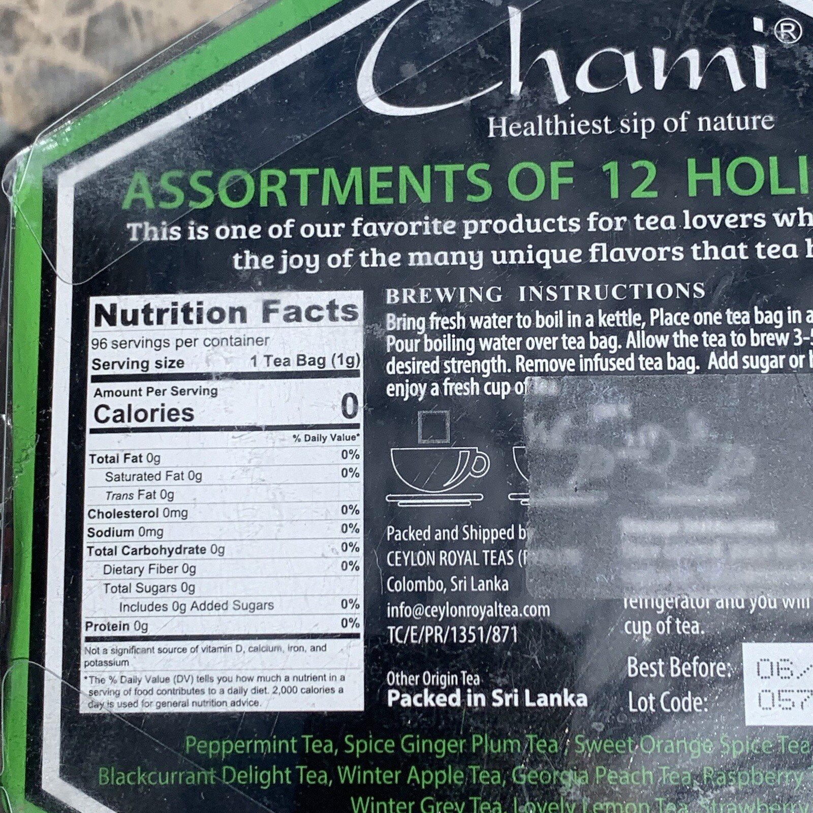 CHAMI Tea Sampler 96 Bags,Jasmine, Earl Grey,Lemon Honey, Pomegranate, Exp 6/24 eBay