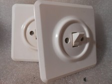 alter Bakelit Lichtschalter  Kippschalter Schalter weiß eckig  Steckdose Ruhla