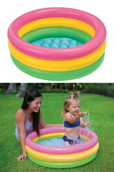 Intex Planschbecken Kinder Sunset Baby Pool Bassin 86 Cm Rund Aufblasbarer Boden-image