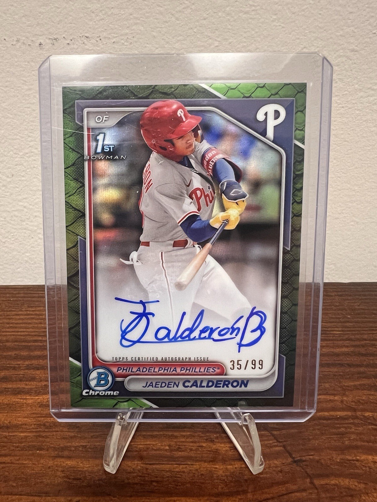 2024 Bowman Chrome Jaeden Calderon 1st Green Reptilian Refractor Auto #/99