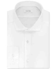 NW DEFECT Calvin Klein Men's Steel Slim-Fit Non-Iron Stretch Dress Shirt White S
