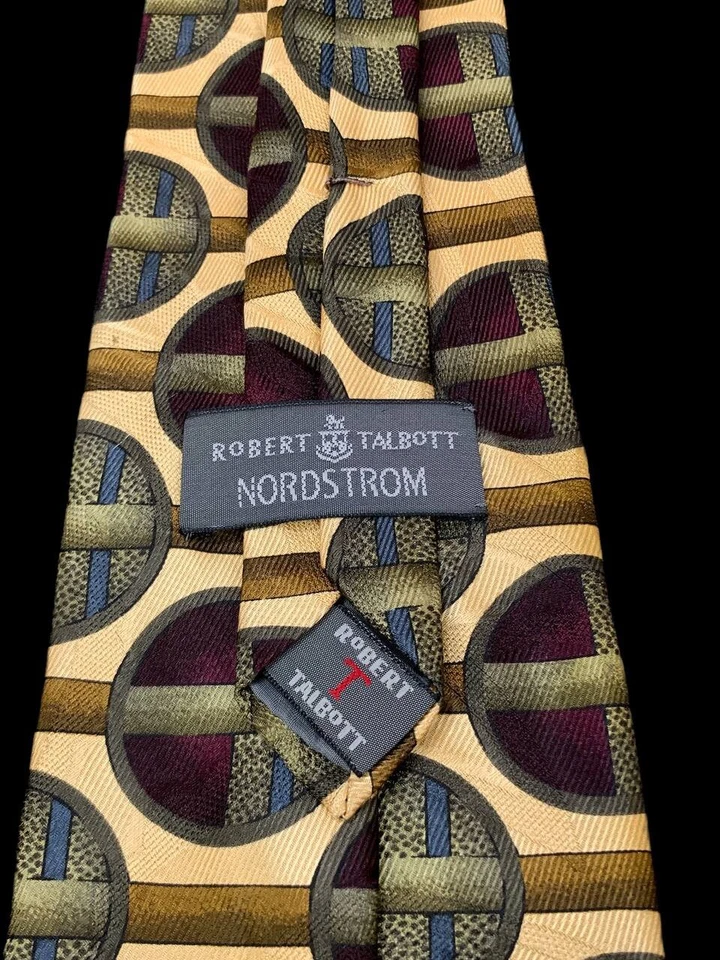Галстук ROBERT TALBOTT NORDSTROM ручной шитье тонкий шелк слоновая кость многоцветный галстук США - Изображение 2 из 4