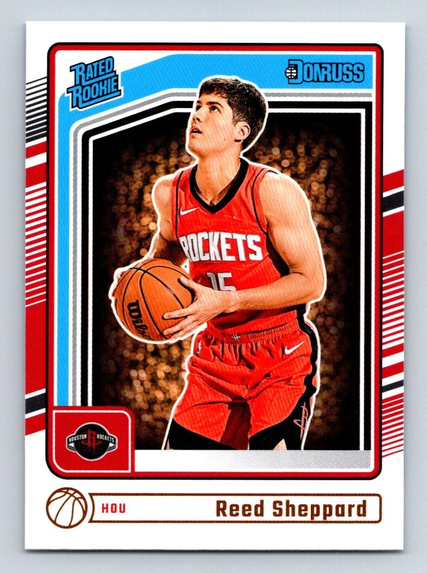 #202 Reed Sheppard 2024-25 Donruss Rated Rookie Base RC Rockets