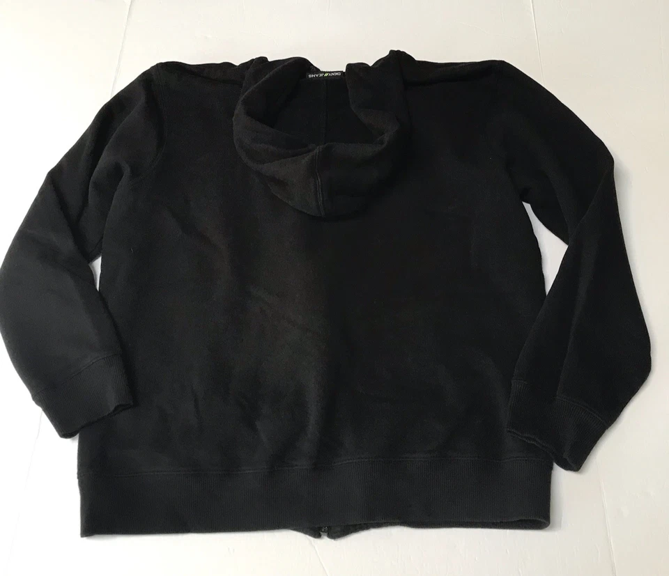 Y2K DKNY Jeans Sudadera con Capucha Para Hombres Grande Cremallera Completa Negro Rojo Sudadera Grunge Ropa de Calle Foto 3 de 4