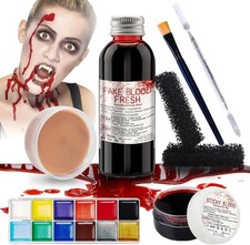 Professional SFX Makeup Kit with Fake Blood, Scars, Wound Gel  Face Paint