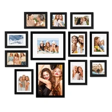 12 Pack Black Gallery Wall Frame Set Solid Wood Picture Frame Collage Wall Ar...