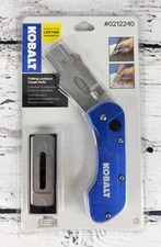 Kobalt #0212240 Folding Lockback Carpet Knife NEW Blue 10 Blades 