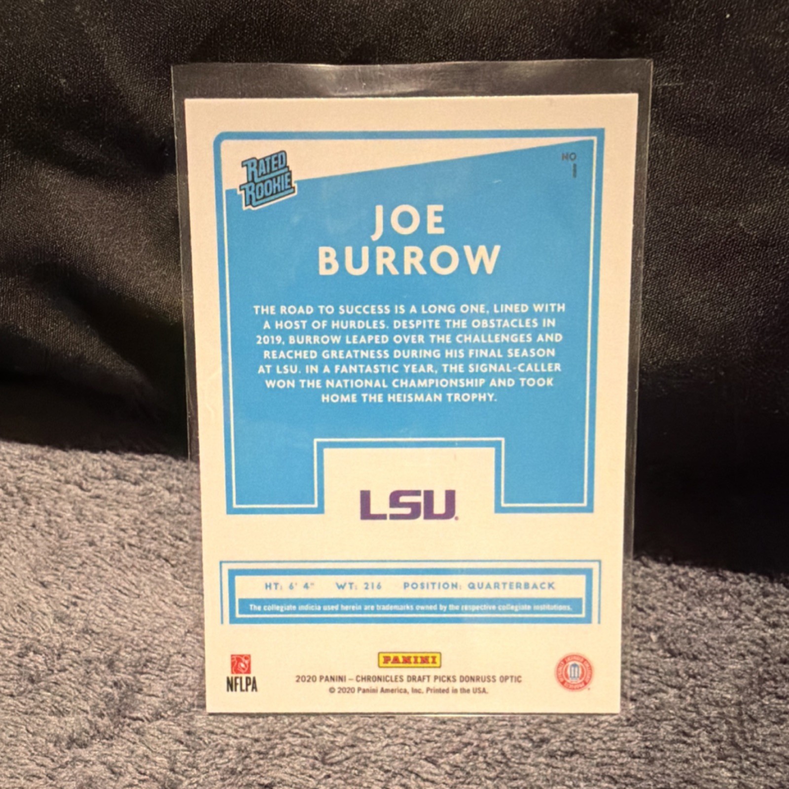 2020 Panini Donruss Optic Joe Burrow LSU (Rated Rookie) #NO 1