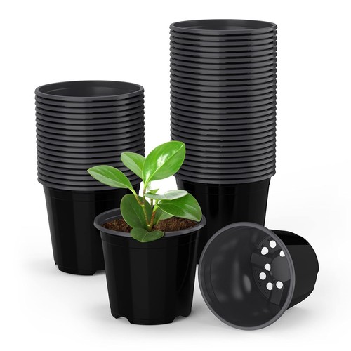 50 Pack Nursery Pots, 4 5 6 Inch Plants Flower Pots Durable Plastic Planters ...