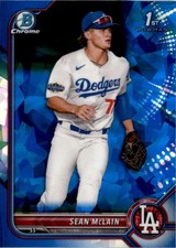 Sean McLain 2022 Bowman Draft Chrome Sapphire RC #BDC-50 Los Angeles Dodgers
