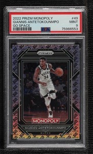 2022-23 Panini Prizm Monopoly GO Space Giannis Antetokounmpo #49 PSA 9 MINT
