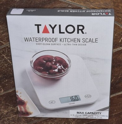 Taylor Waterproof Kitchen Scale -Ultra Thin- Max Capacity 11lb x .1oz #5322735TY