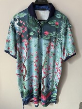 New Greyson Golf Polo Floral Lili Print Performance Shirt Men's L